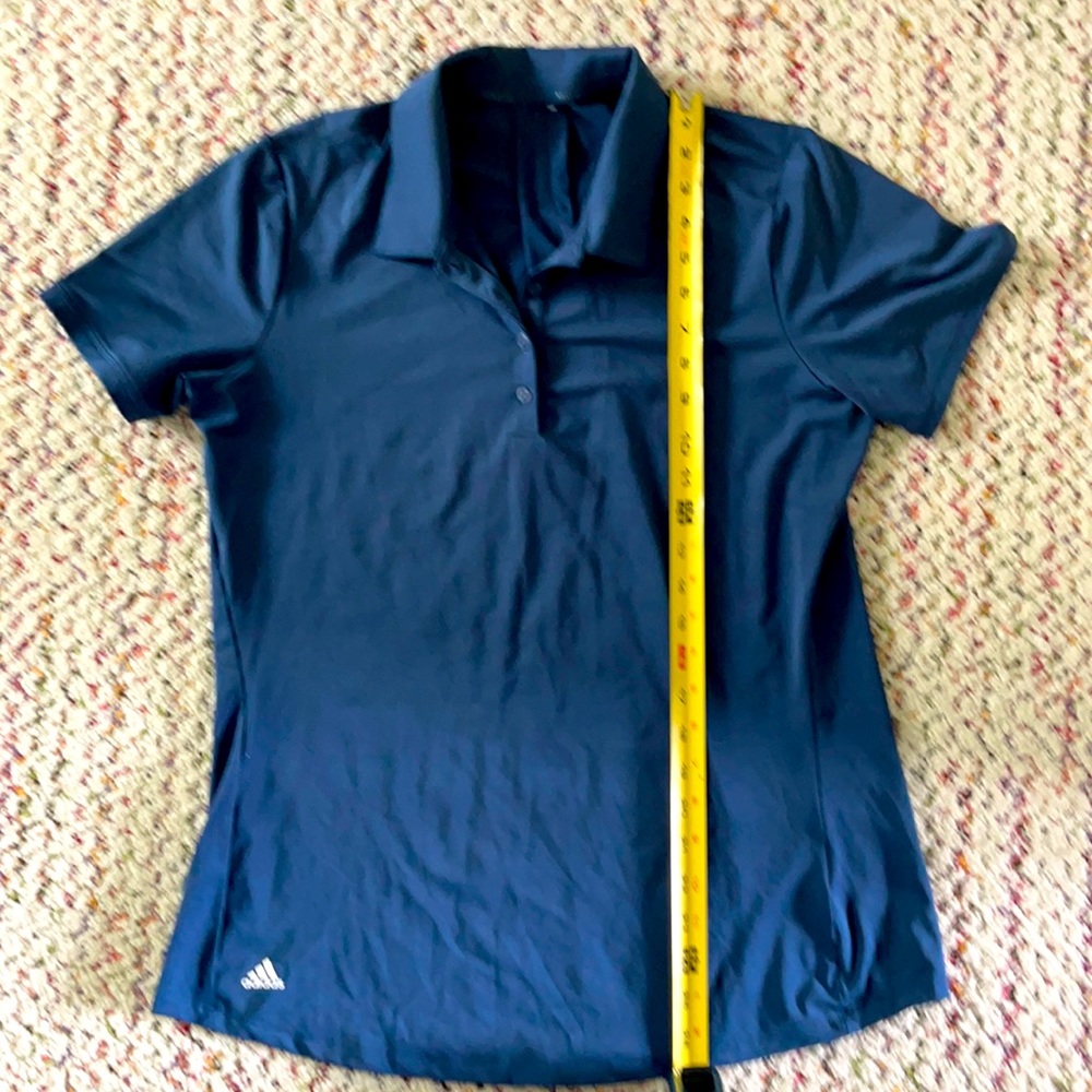 Adidas golf polo, four button see, blue, size large